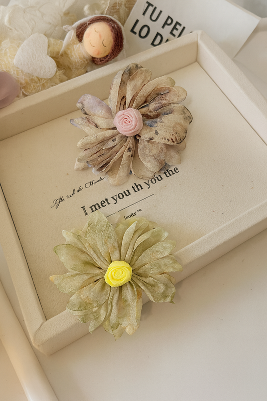 printed daisy flower korean hair pin