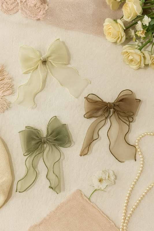 organza pastel bow hair pin