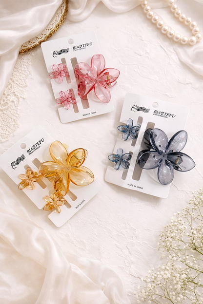 Pintresty Flower Glass Hair Claw Clip - Set
