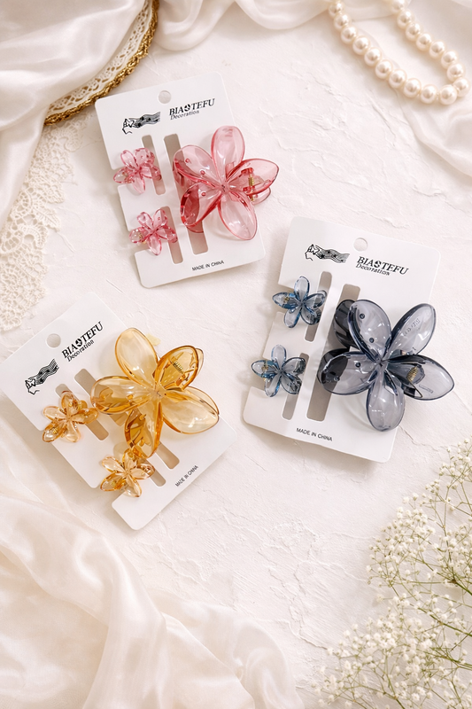 Pintresty Flower Glass Hair Claw Clip - Set