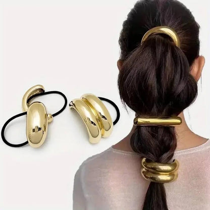 Pony metal hair cuff rubber bands