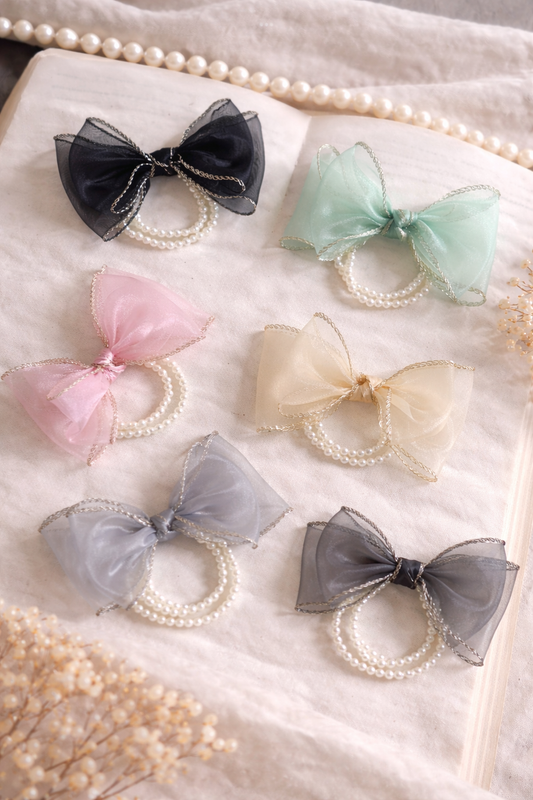 Pearl Bow Hair Tie - big bow
