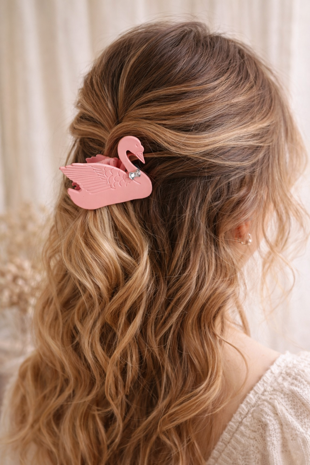 Swan Holo Hair Claw Clip