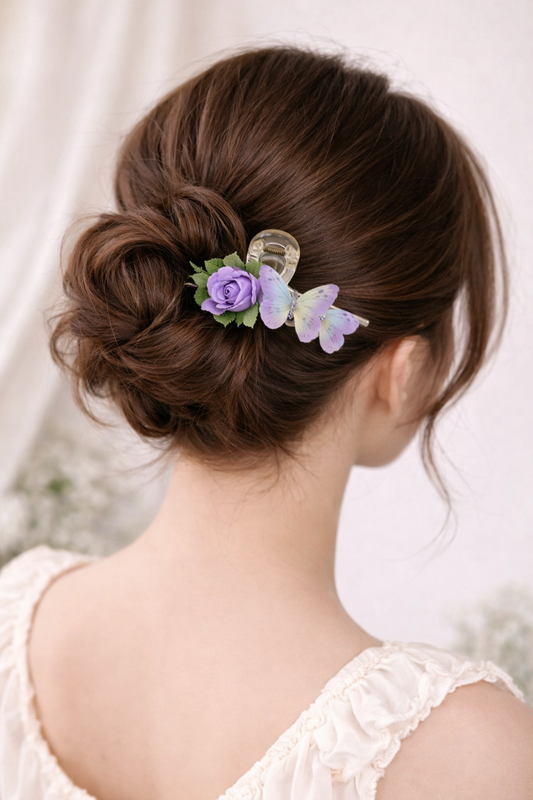 Butterfly Rose Korean Hair Claw Clip