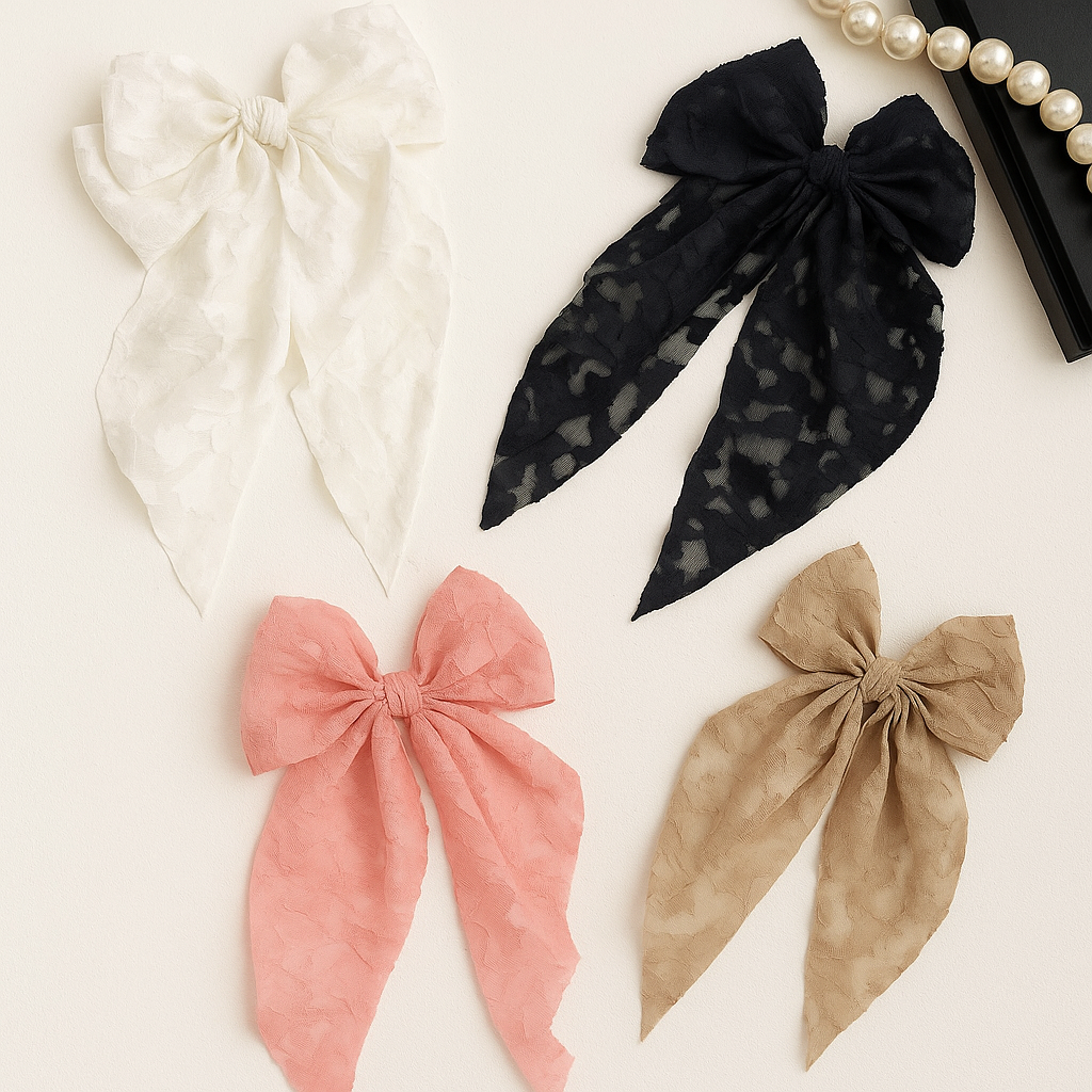 Texture pigtail Bow Korean Hair Pin