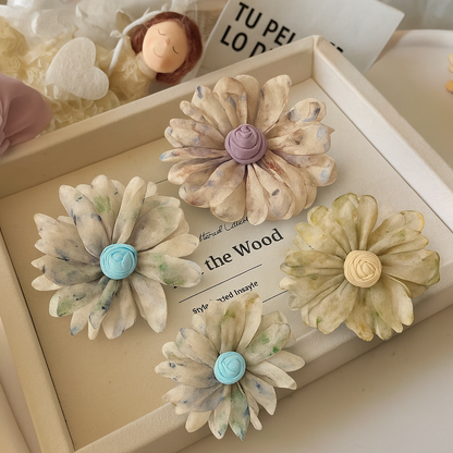 printed daisy flower korean hair pin