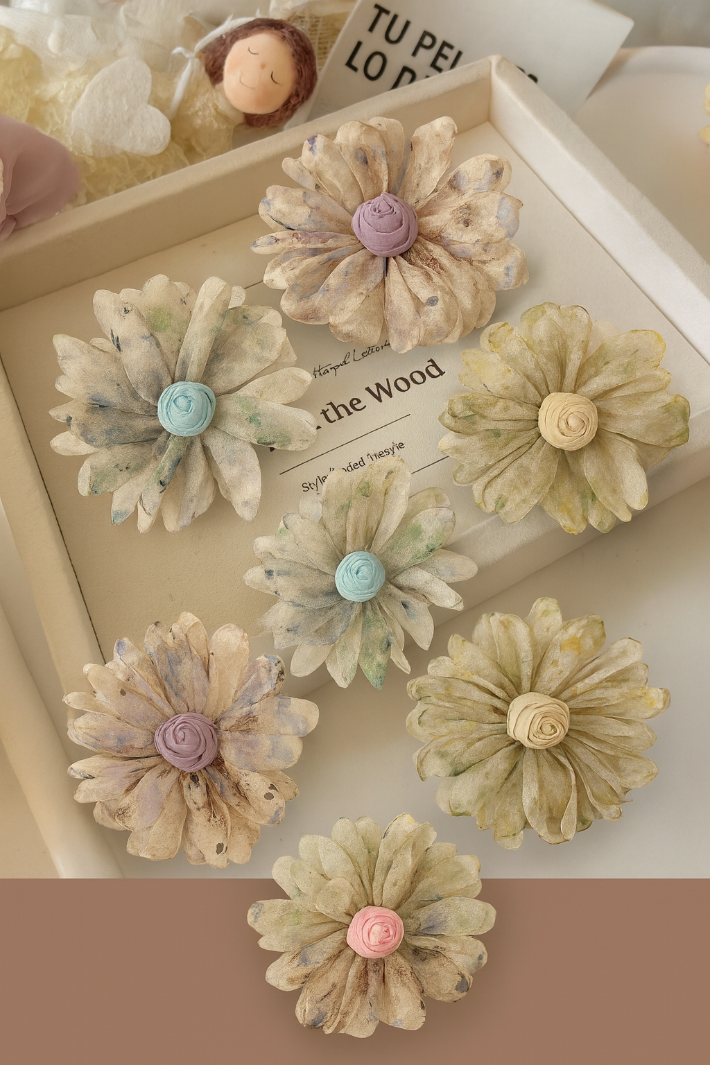 printed daisy flower korean hair pin