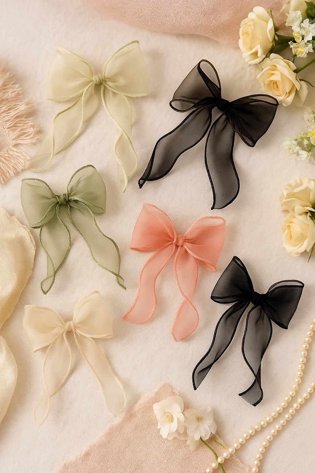 organza pastel bow hair pin