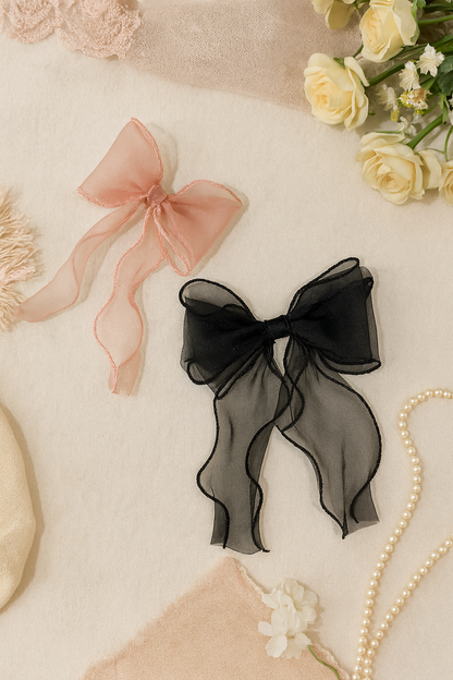 organza pastel bow hair pin