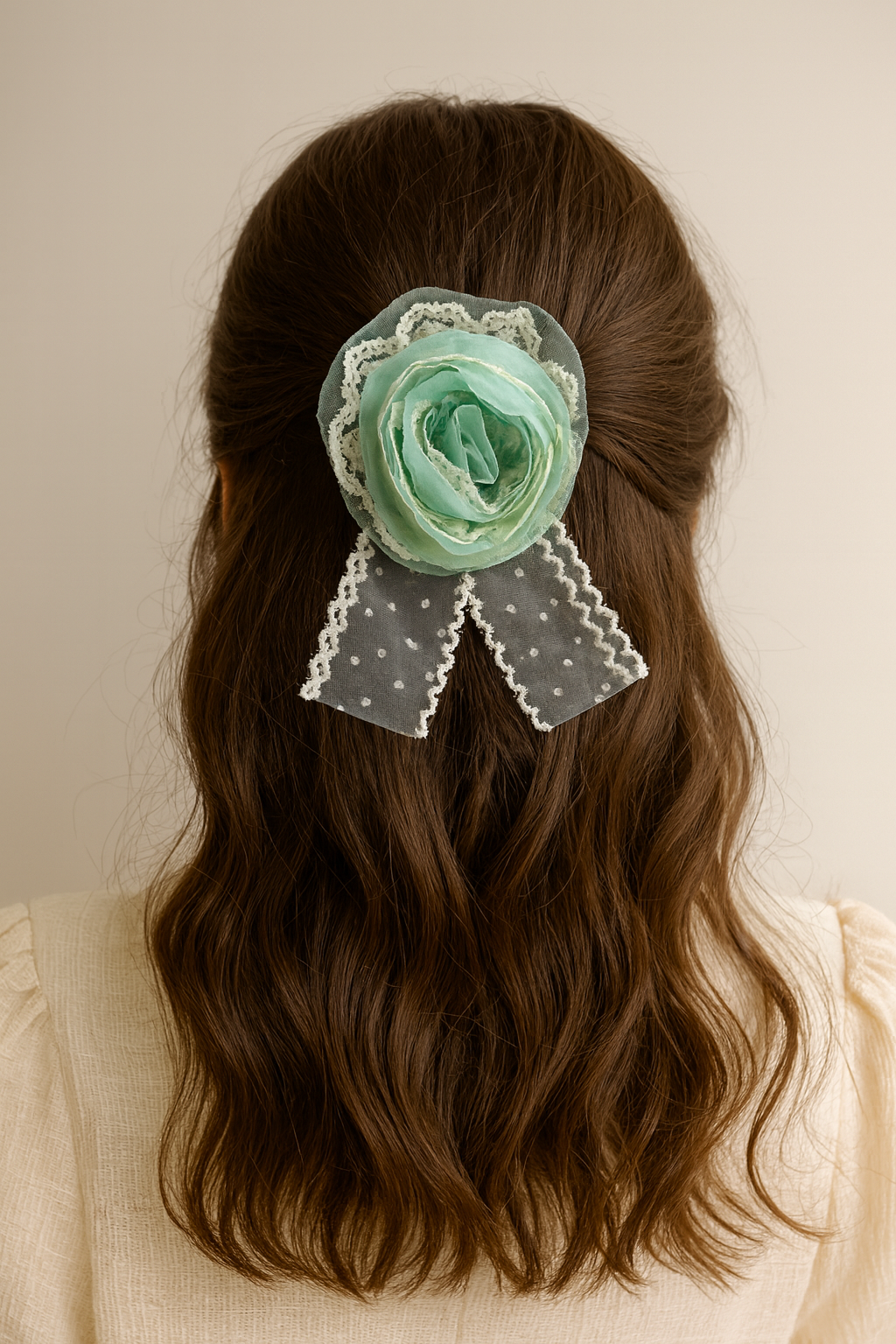 Korean bow flower hair pin