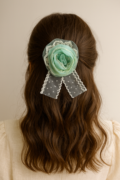 Korean bow flower hair pin