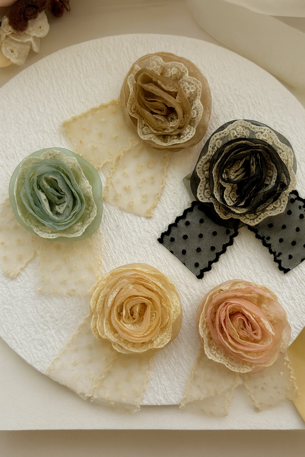 Korean bow flower hair pin