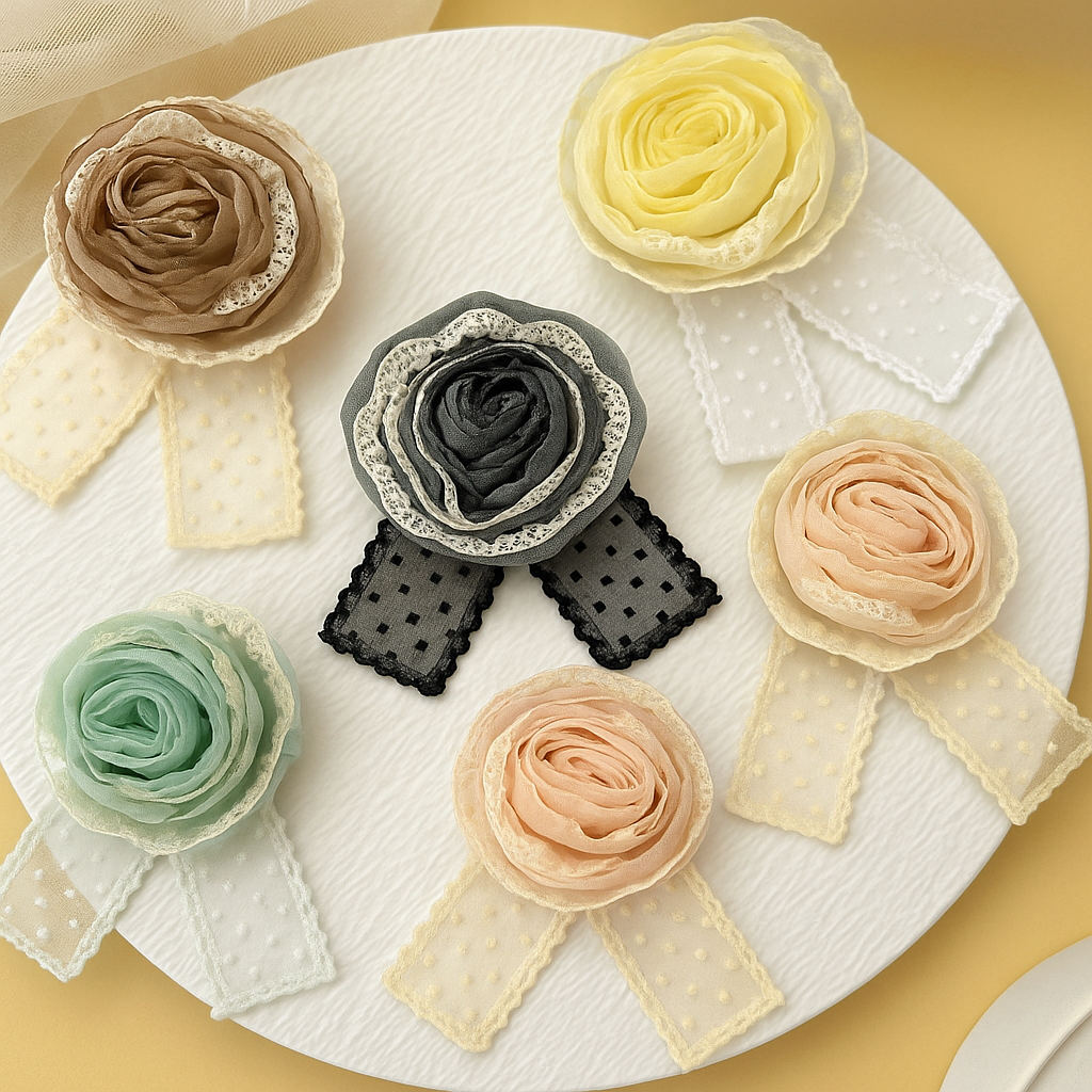 Korean bow flower hair pin