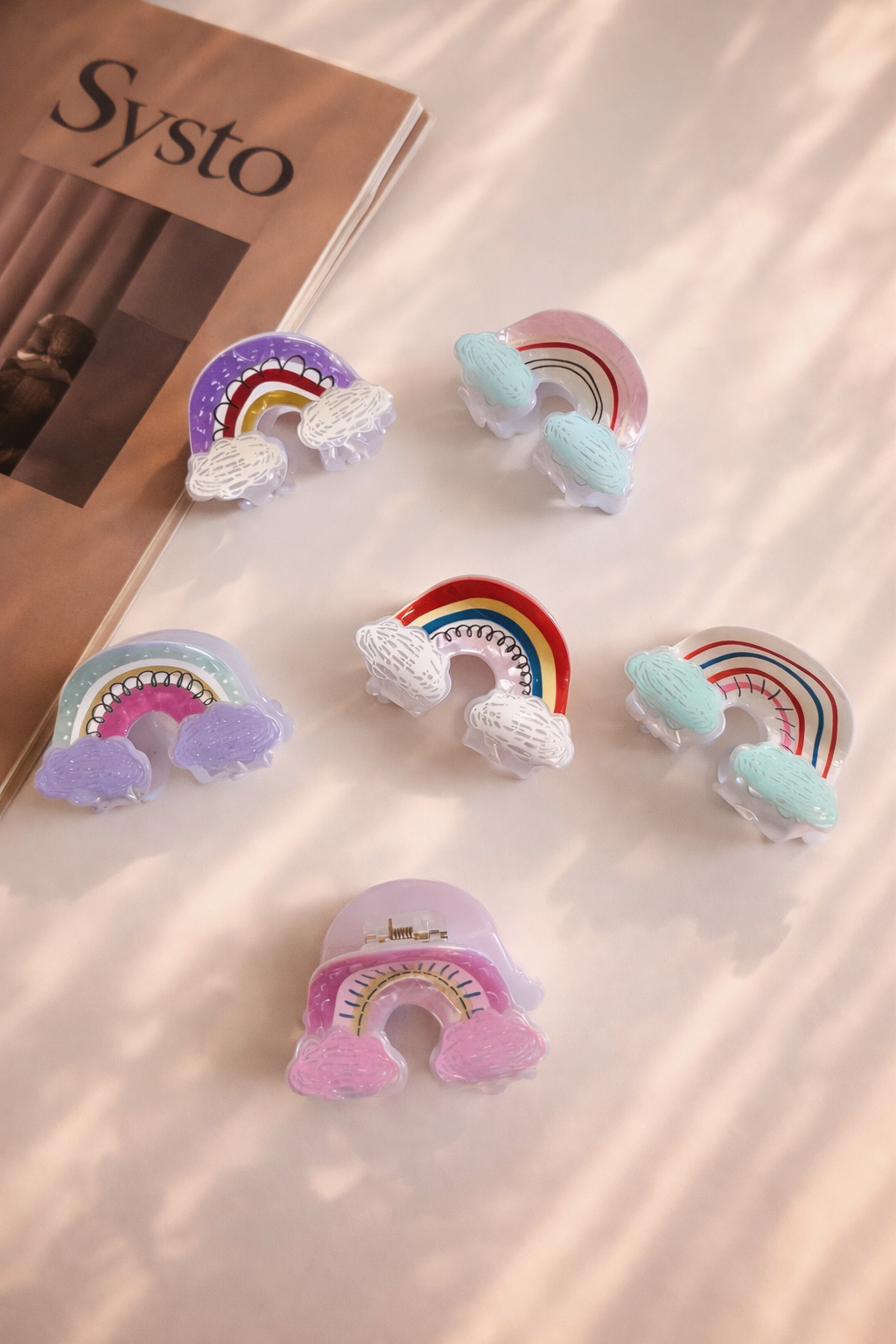 Scrrible cute rainbow Kawaii Hair Claw Clip