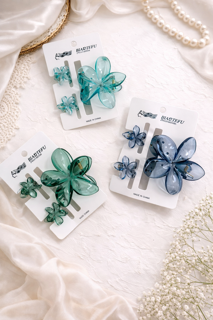 Pintresty Flower Glass Hair Claw Clip - Set